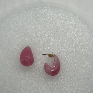 Vintage style Dusty Rose Resin Hoop Earrings-chunky-lightweight,Y2K Aesthetic